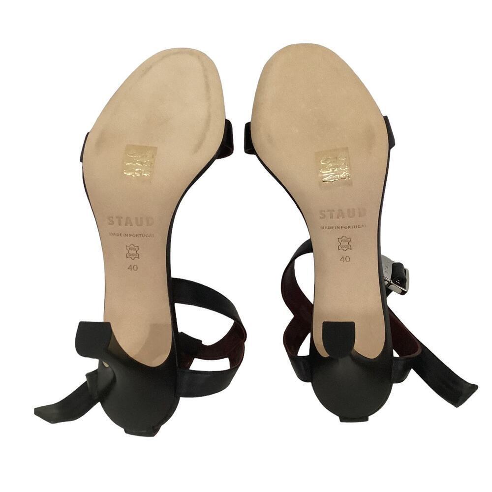 Staud Viva Ankle Strap Sandal In Black Leather Size 10 Heels - Picture 10 of 11